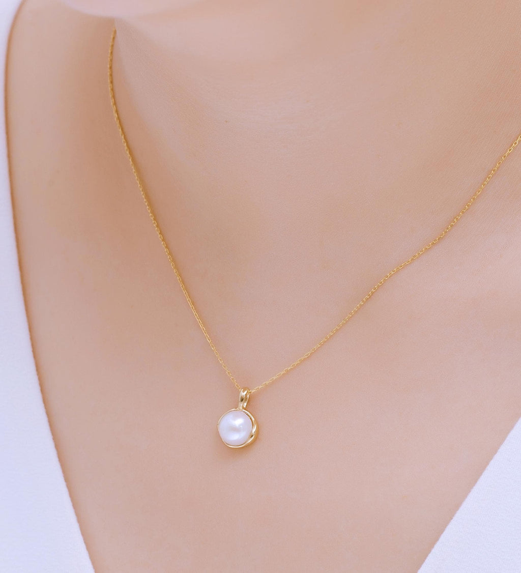 Freshwater Pearl Necklace 925 Sterling Silver - 18-20 Inch Adjustable Chain - Silver or 18K Gold Plated Option- Minimalist Boho Gift for Her