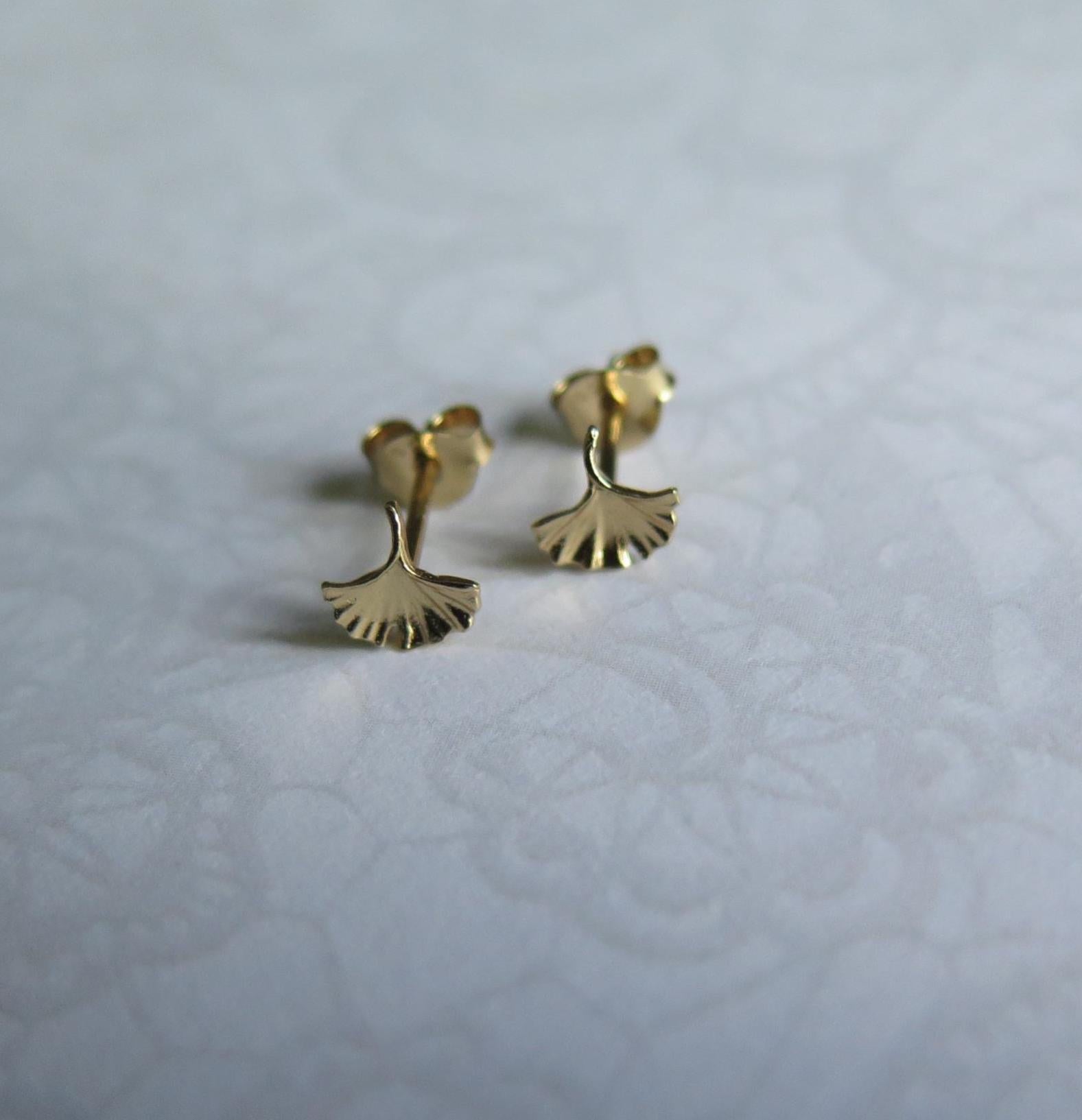 Ginkgo Leaf Hoop Earrings - 925 Sterling Silver - 14K Gold Plated - Push Back &  Hoops - Minimalist Nature Jewelry Gift - Gift for Her