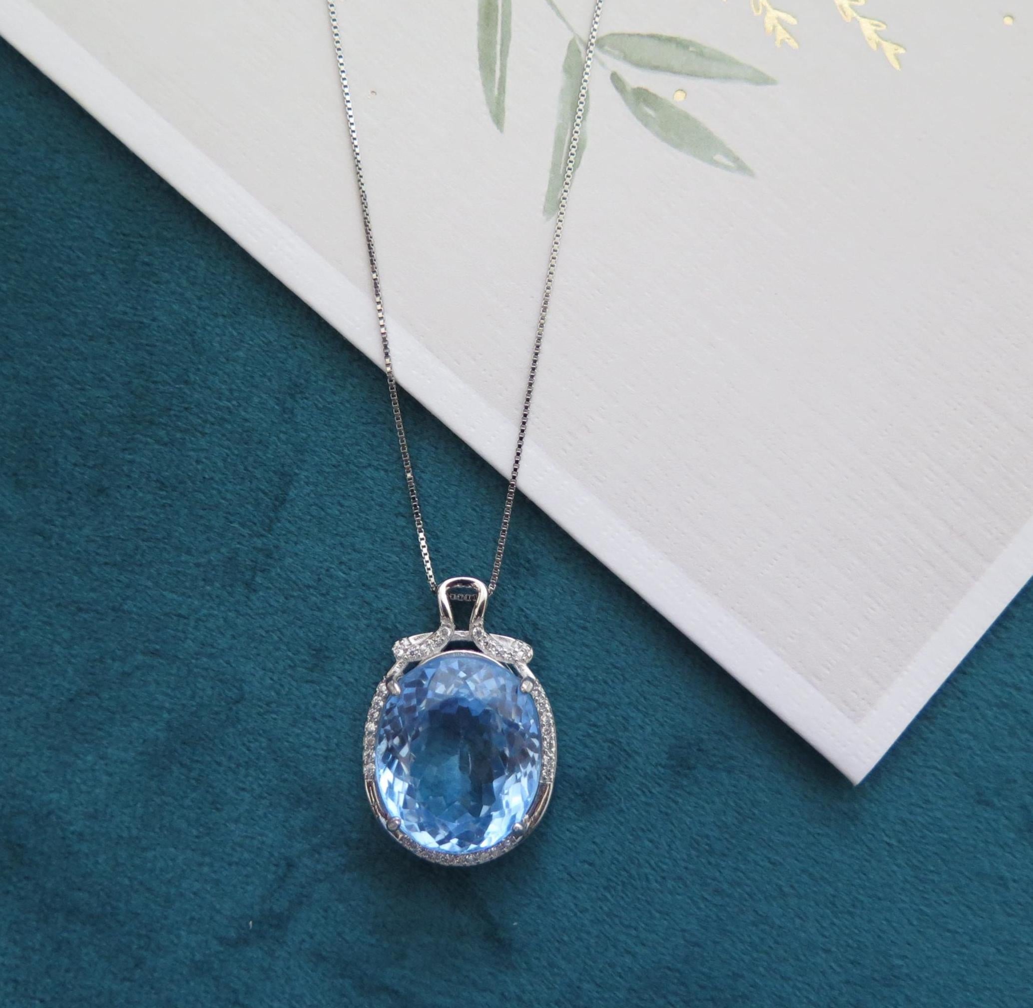 925 Sterling Silver Dainty Gemstone Silver Ring – Aquamarine Crystal, Citrine Crystal – Minimalist Crystal Jewellery, with 18" Silver Chain