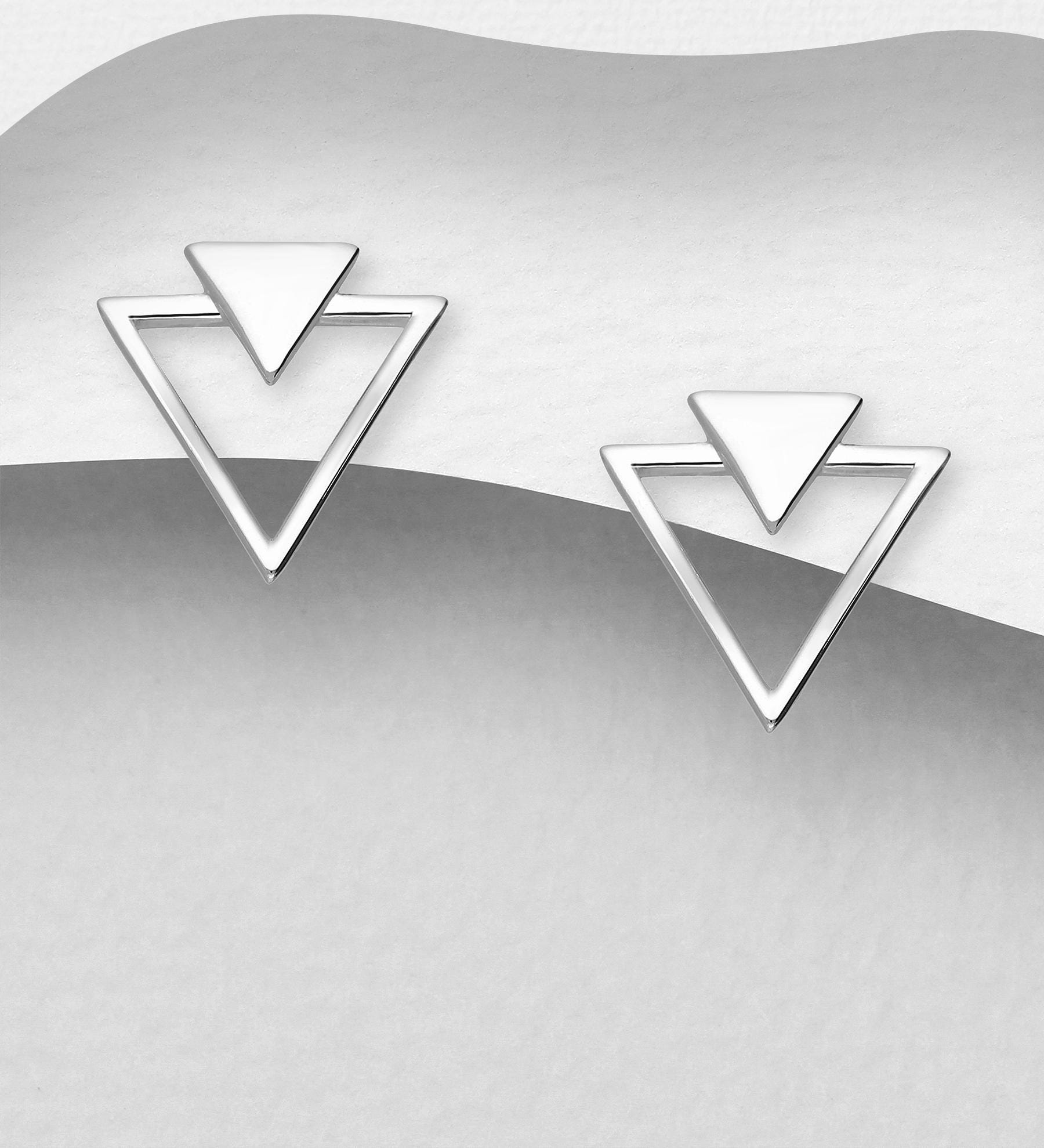 Minimalist Geometric 925 Sterling Silver Earrings – Dainty Triangle, Star & Line Studs – Simple and Elegant Jewelry, Delicate Gift for Her