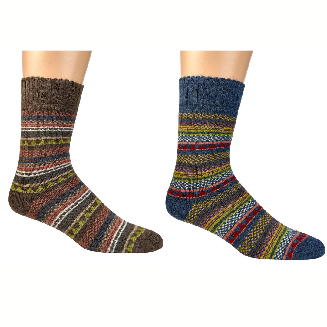 2Pairs of Norwegian Wool Socks for Men & Women, Nordic Hygge with Alpaca wool, Full Plush