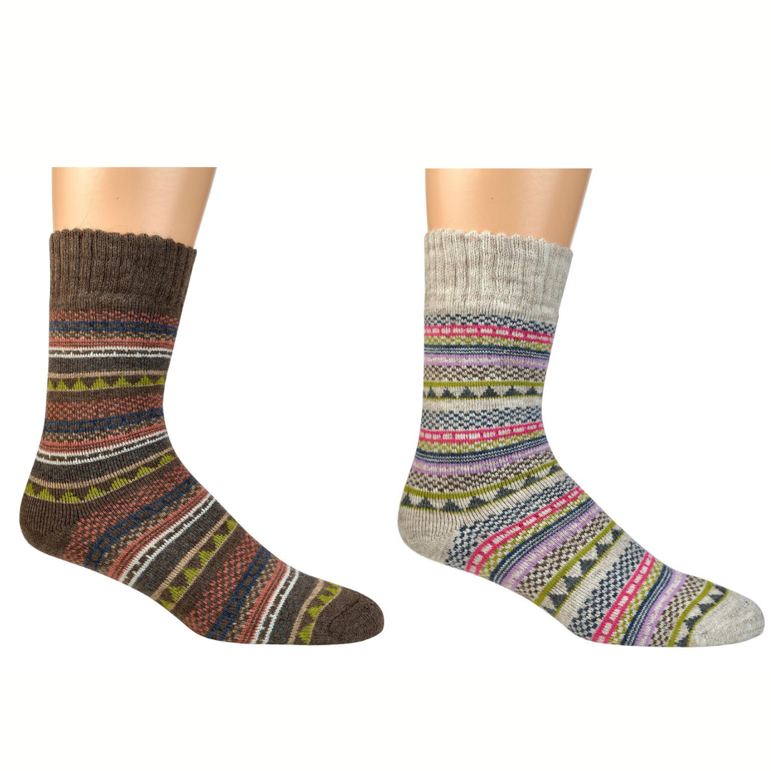 2Pairs of Norwegian Wool Socks for Men & Women, Nordic Hygge with Alpaca wool, Full Plush