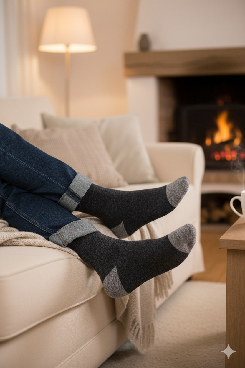 2 Pair Luxury Cashmere Wool Socks - Plush Winter Socks for Women and Men - Ultra Soft & Warm from Cashmere Goat Undercoat - Heirloom Quality