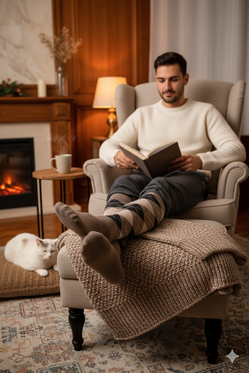 3pair Luxury Alpaca Knee High Socks | Extra Fine Warm Winter Socks | Argyle Pattern | Seamless Hand-Linked Toe | Ultra Soft With Alpaca Wool