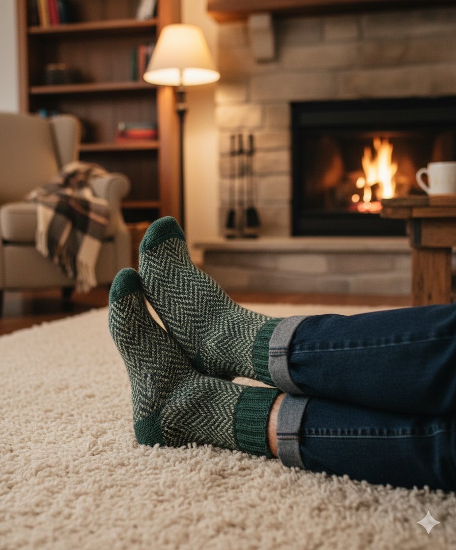 2 Pairs of Herringbone Wool Socks | Alpaca Blend Winter ultra warm Thermal Socks for Men and Women | Cosy Hiking Boot Socks | Luxury Gift