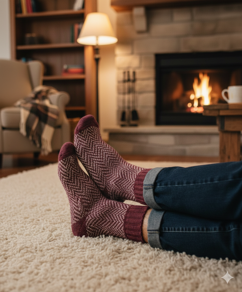 2 Pairs of Herringbone Wool Socks | Alpaca Blend Winter ultra warm Thermal Socks for Men and Women | Cosy Hiking Boot Socks | Luxury Gift