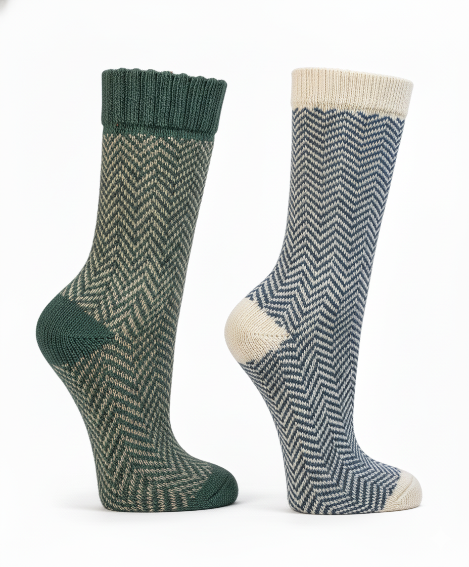 2 Pairs of Herringbone Wool Socks | Alpaca Blend Winter ultra warm Thermal Socks for Men and Women | Cosy Hiking Boot Socks | Luxury Gift