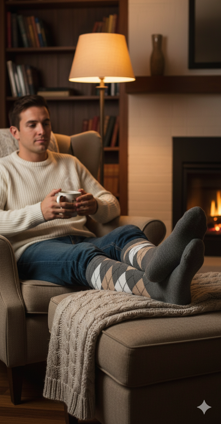3pair Luxury Alpaca Knee High Socks | Extra Fine Warm Winter Socks | Argyle Pattern | Seamless Hand-Linked Toe | Ultra Soft With Alpaca Wool