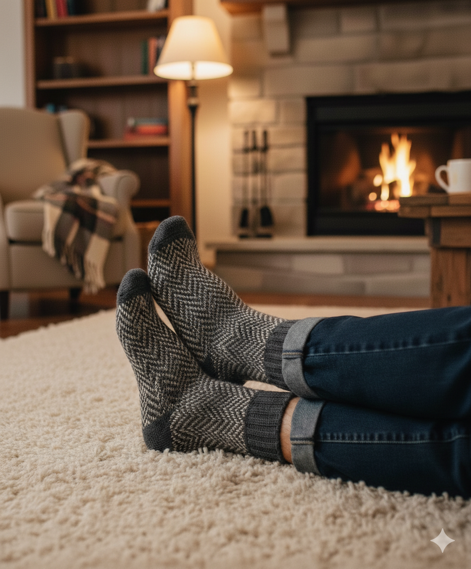 2 Pairs of Herringbone Wool Socks | Alpaca Blend Winter ultra warm Thermal Socks for Men and Women | Cosy Hiking Boot Socks | Luxury Gift