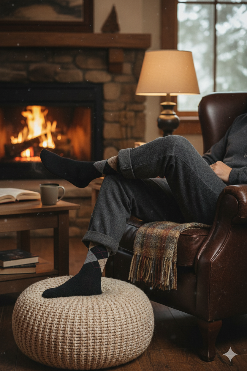 3pair Luxury Alpaca Knee High Socks | Extra Fine Warm Winter Socks | Argyle Pattern | Seamless Hand-Linked Toe | Ultra Soft With Alpaca Wool