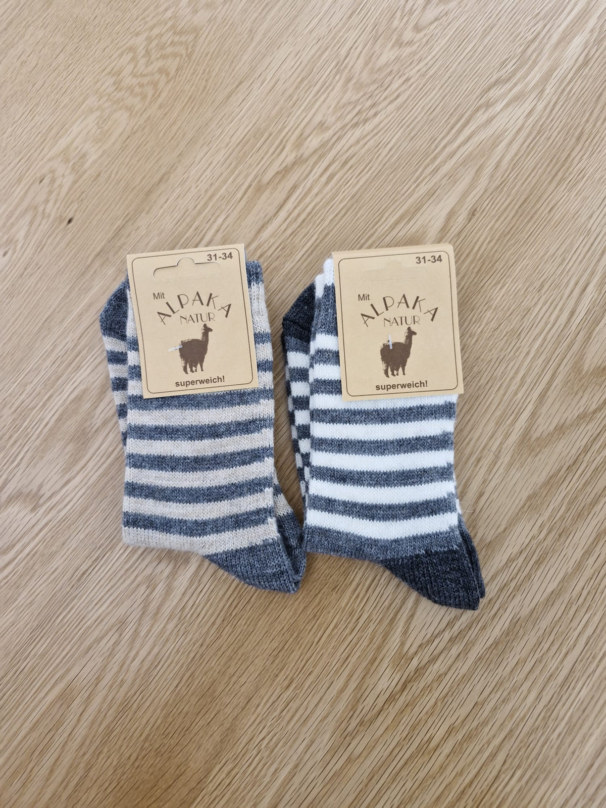 Kids Striped Alpaca Wool Socks • Warm Medium Knit Winter Socks for Boys & Girls • Cosy Toddler Thermal Socks • EU 19-34 / UK 3T-2A