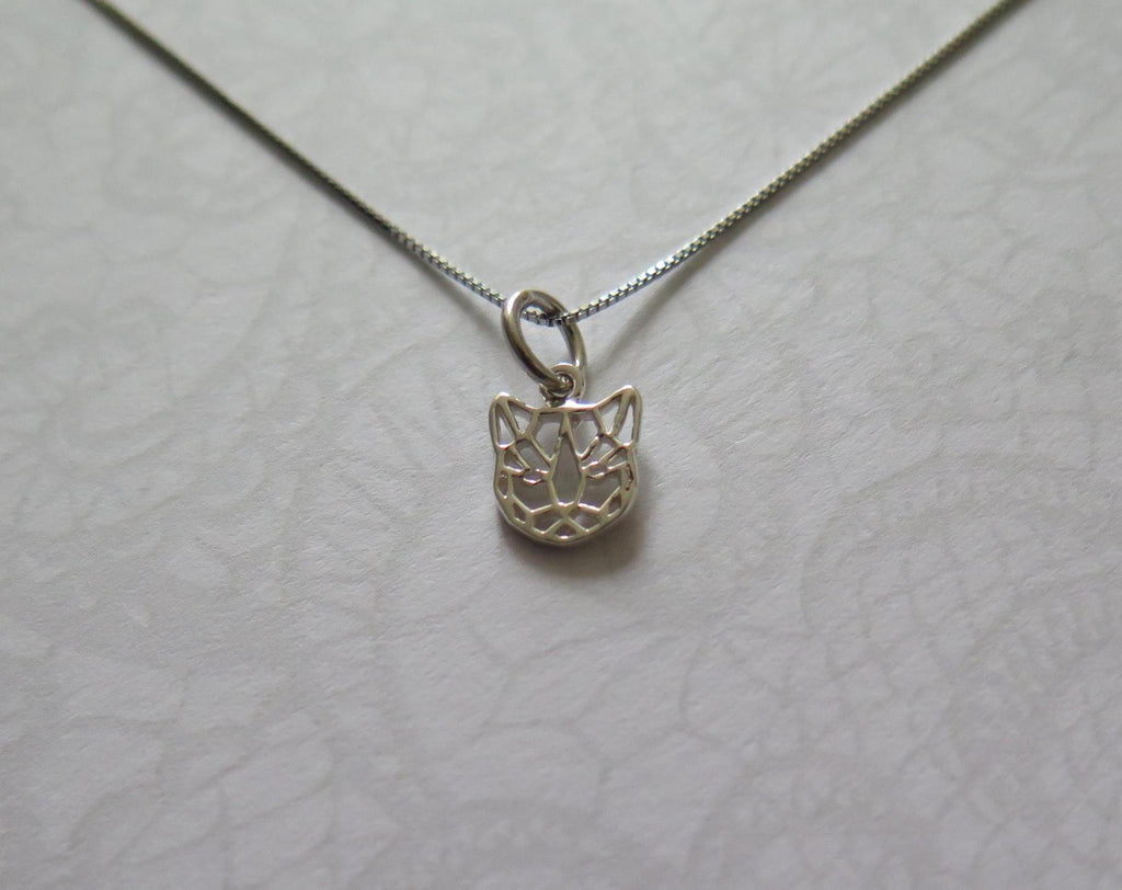 925 Sterling Silver Origami Tiger Pendant Necklace - 16 Inch Chain with Push Back Earrings - Minimalist Dainty Jewelry, Unique Gift