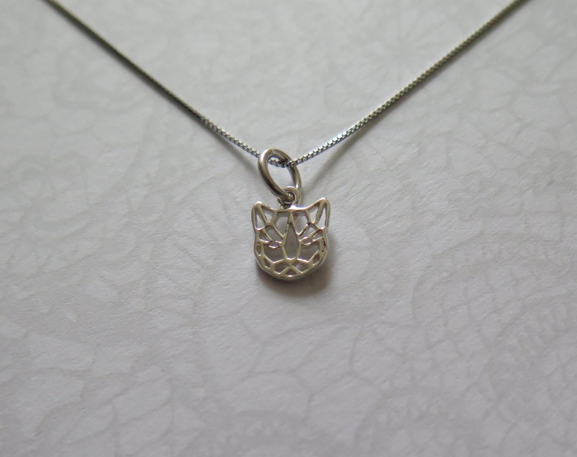 925 Sterling Silver Origami Tiger Pendant Necklace - 16 Inch Chain with Push Back Earrings - Minimalist Dainty Jewelry, Unique Gift