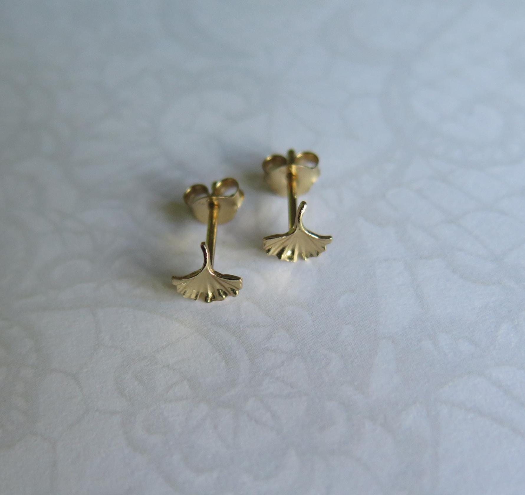 Ginkgo Leaf Hoop Earrings - 925 Sterling Silver - 14K Gold Plated - Push Back &  Hoops - Minimalist Nature Jewelry Gift - Gift for Her