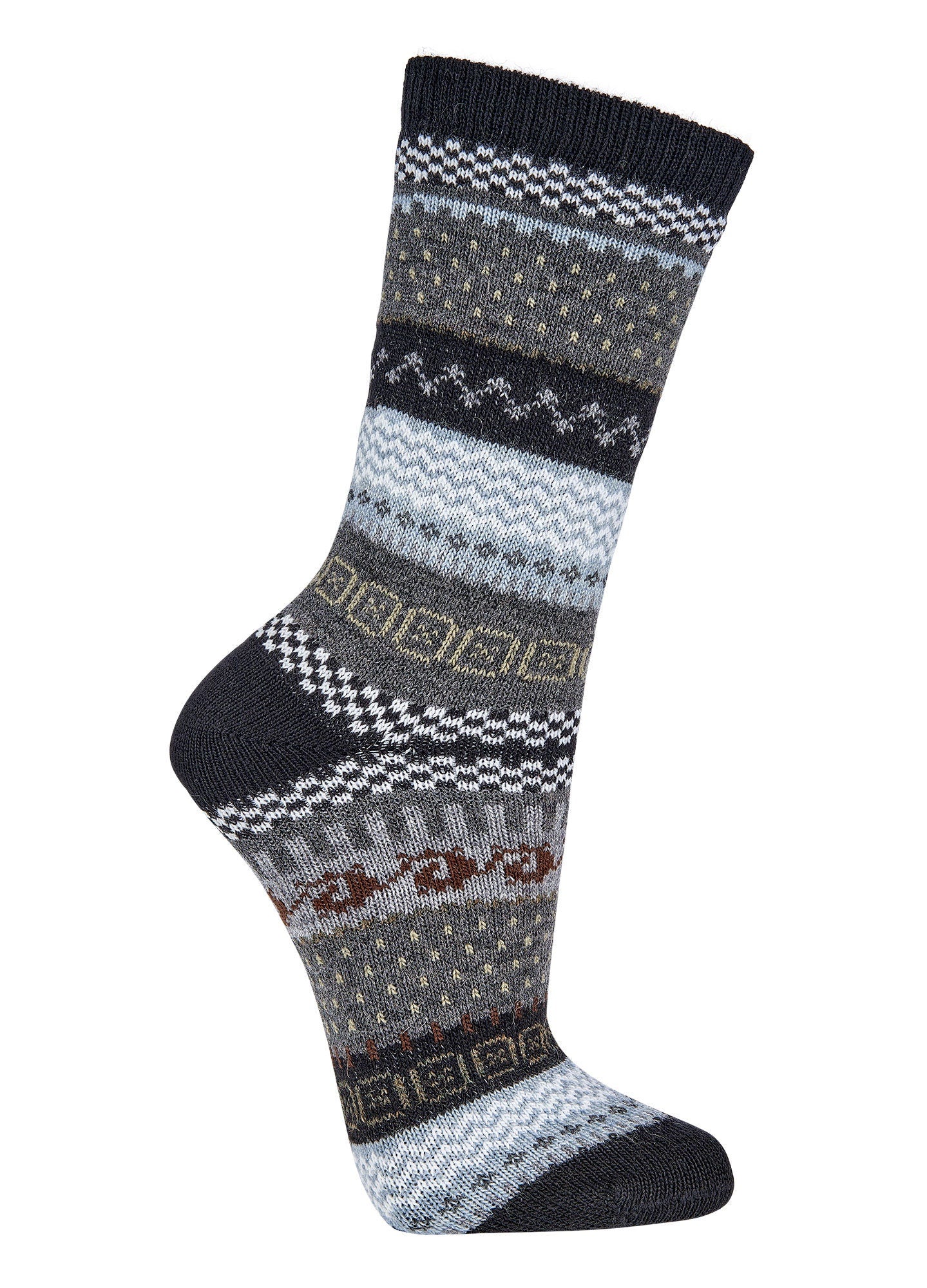 2 Pairs Fine Norwegian Socks for Men & Women, Winter Thermal Knitted, Vintage Nordic Wool Crew