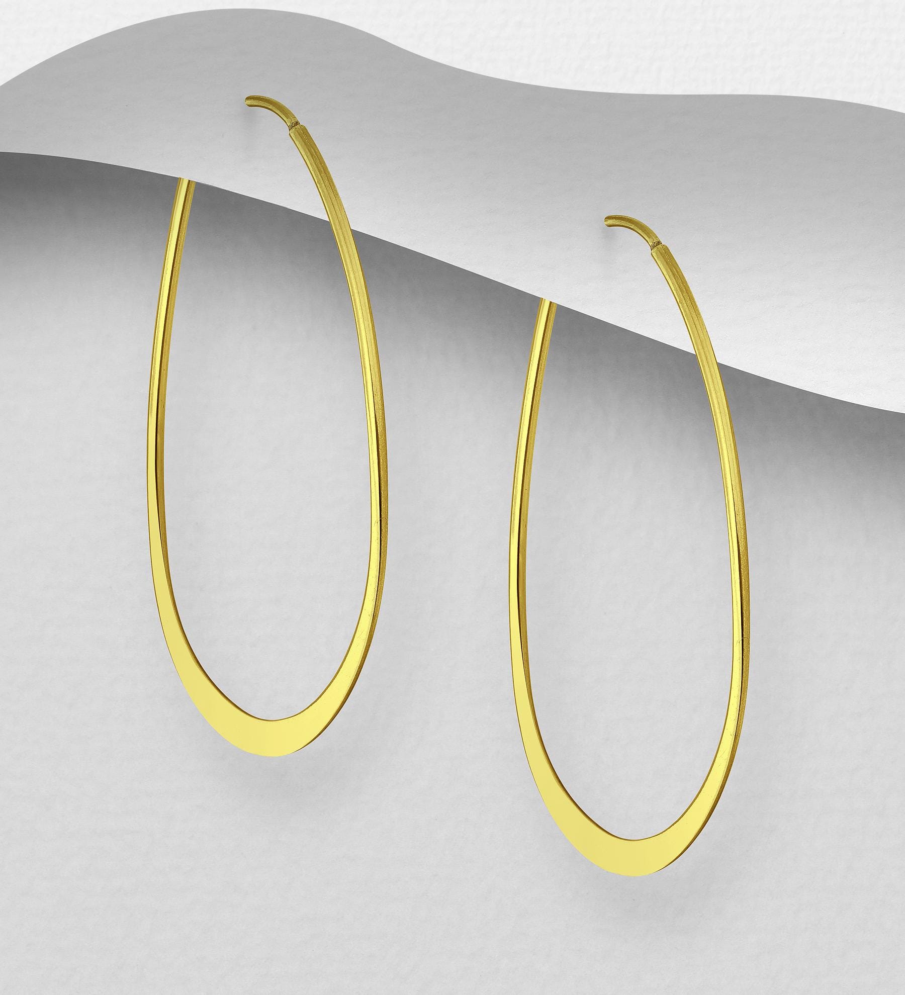 Oval Hoop Earrings – 925 Sterling Silver Gold Plated – 18K Yellow Gold Hoops – Minimalist Gold Jewelry – Everyday Hoops – Gift for Her