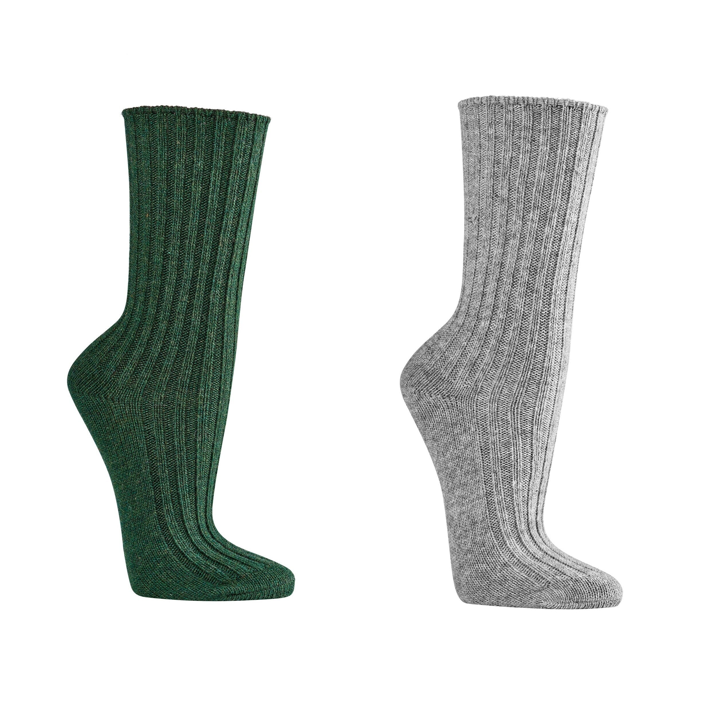 2 pairs of ORGANIC WOOL Blend Winter Socks, Men & Women,Premium Norwegian