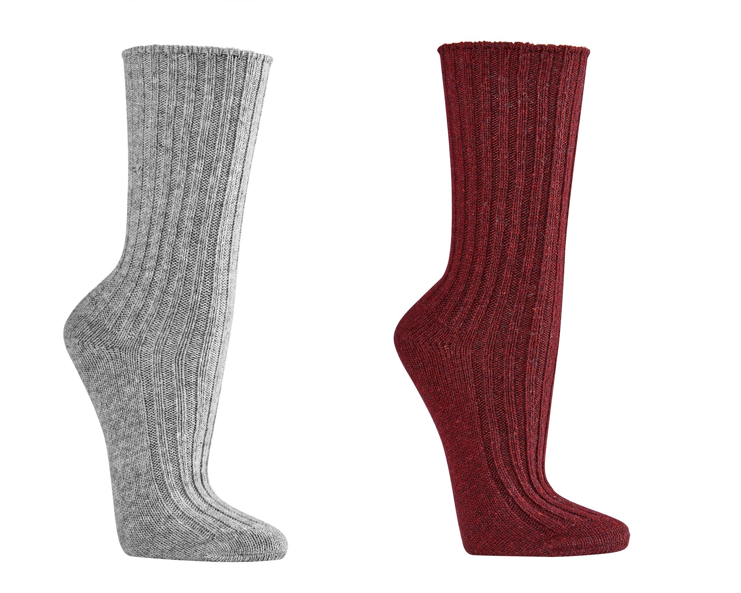 2 pairs of ORGANIC WOOL Blend Winter Socks, Men & Women,Premium Norwegian