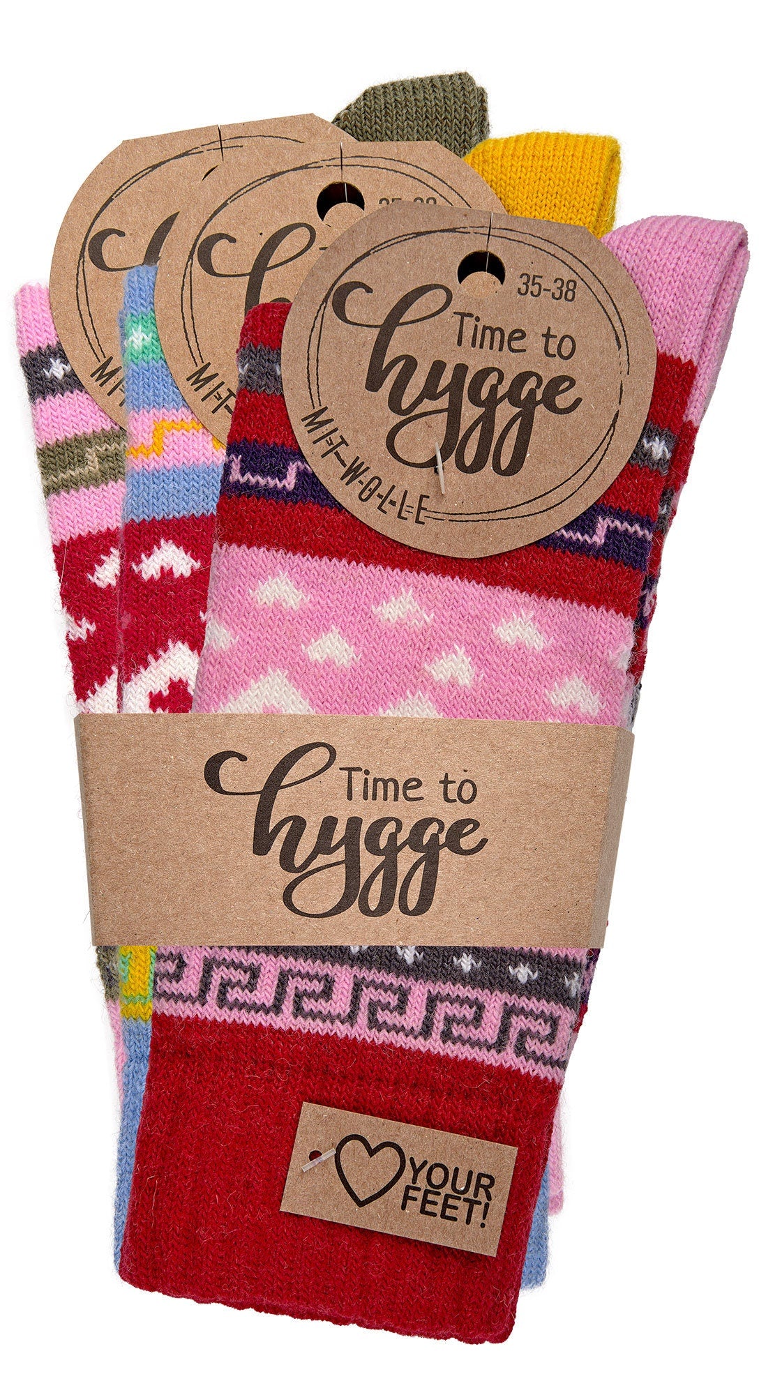 3 Pairs Fine Norwegian Wool Socks for Women, Winter Thermal Knitted