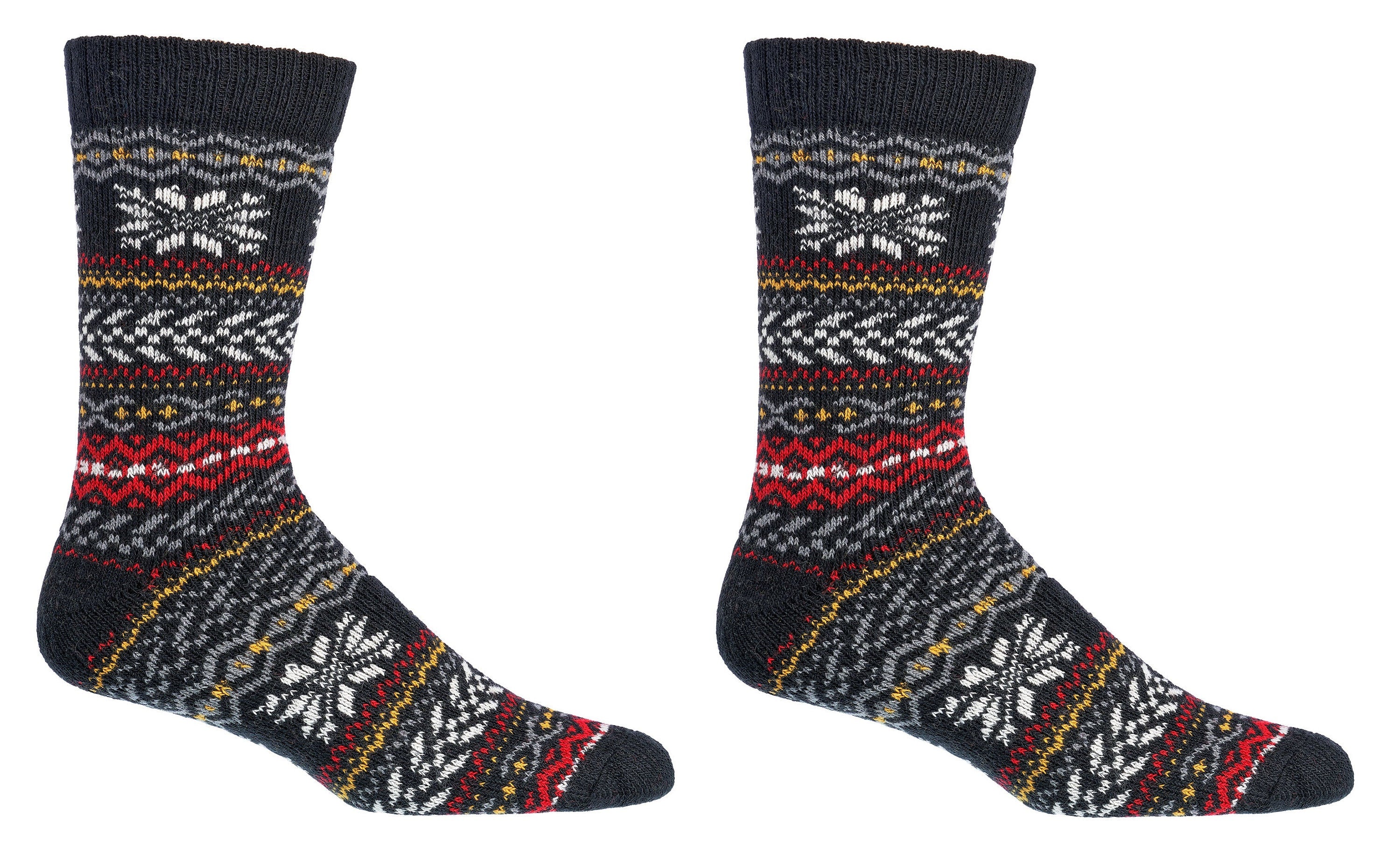 2 Pairs Norwegian Wool Socks for Men & Women, Winter Thermal Knitted
