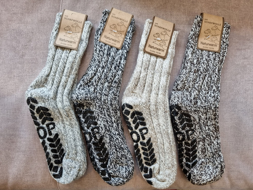Anti-Slip Norwegian Home socks , Natural Merino Wool, Lambs wool and cotton Socks, Heavy wool