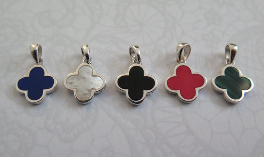 4 Leaf Lucky Clover Pendant with 18 Inch Chain –  Hand-poured resin enamel, 925 Silver Necklace, Charm Minimalist, Bracelet 6.5-7.5 Inch