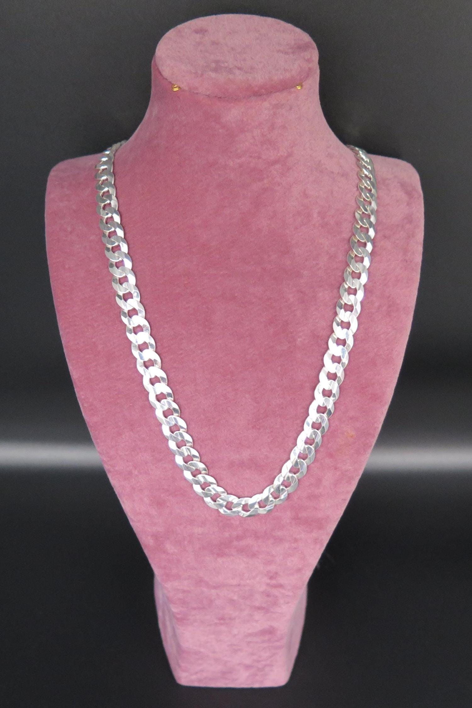 Sterling Silver 925 Heavy Cuban Link Chain Necklace | Solid 925 Silver Chunky Curb Chain | Men’s & Women’s Durable Jewellery