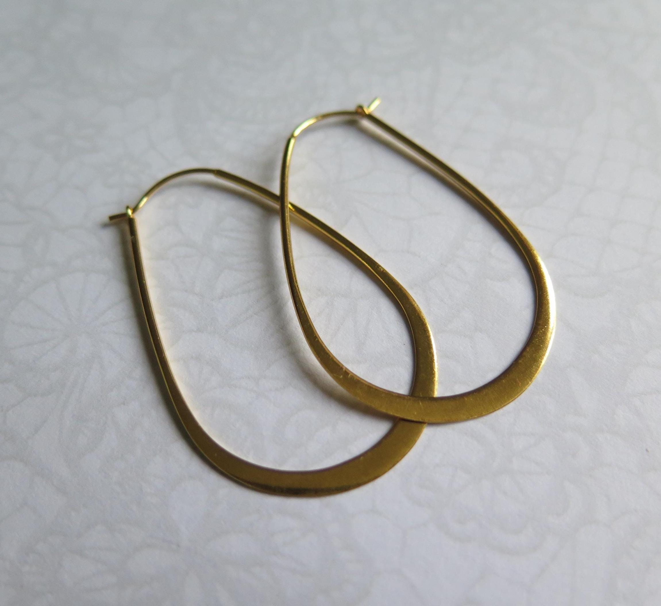 Oval Hoop Earrings – 925 Sterling Silver Gold Plated – 18K Yellow Gold Hoops – Minimalist Gold Jewelry – Everyday Hoops – Gift for Her