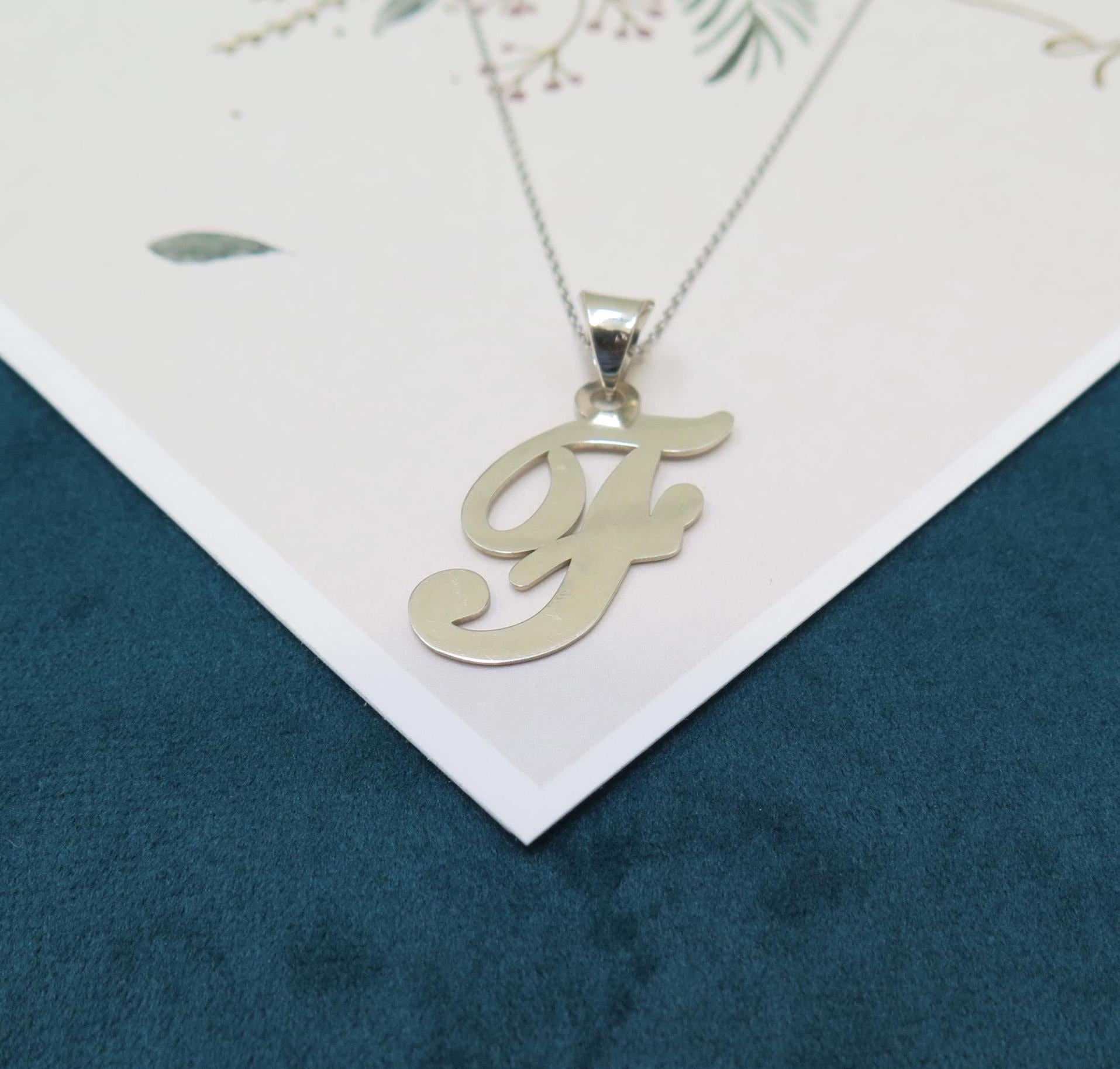 925 Sterling Silver Initial Pendant Necklace - minimalist Letter Charm - Dainty Custom Monogram Jewellery Gift for Women Her Him + 16" Chain