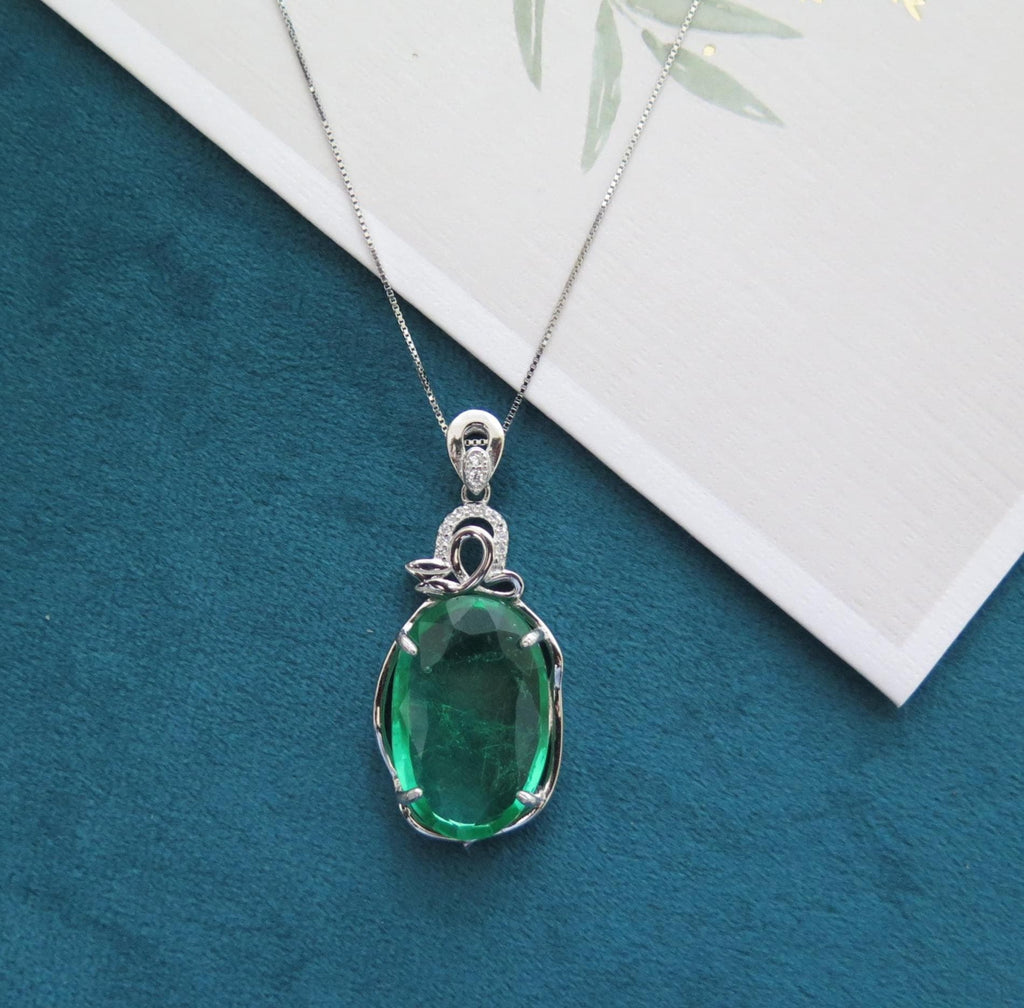 925 Sterling Silver Dainty Gemstone Silver Ring – Ruby Crystal, Emerald Crystal – Minimalist Crystal Jewellery, Chakra Stone with 18" Chain