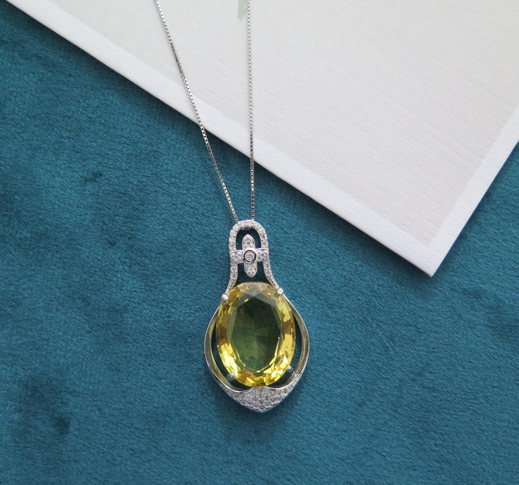 925 Sterling Silver Dainty Gemstone Silver Ring – Aquamarine Crystal, Citrine Crystal – Minimalist Crystal Jewellery, with 18" Silver Chain