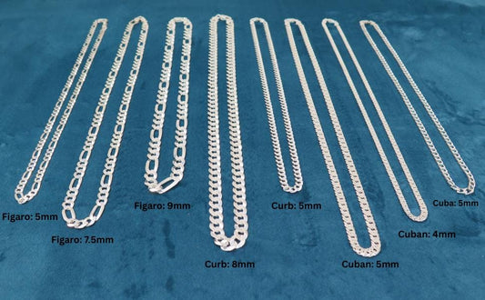 Sterling Silver 925 Heavy Cuban Link Chain Necklace | Solid 925 Silver Chunky Curb Chain | Men’s & Women’s Durable Jewellery
