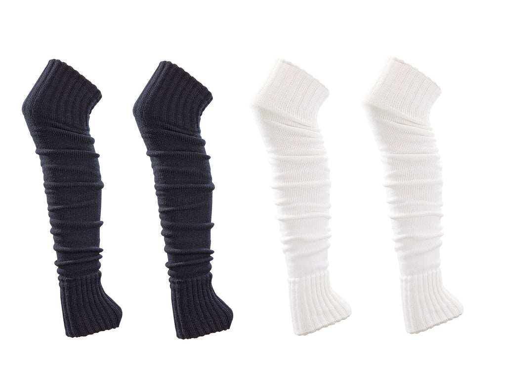 2 Pair Leg Warmers, Ladies Super soft Leg Warmer layer 1XBlack 1XWhite