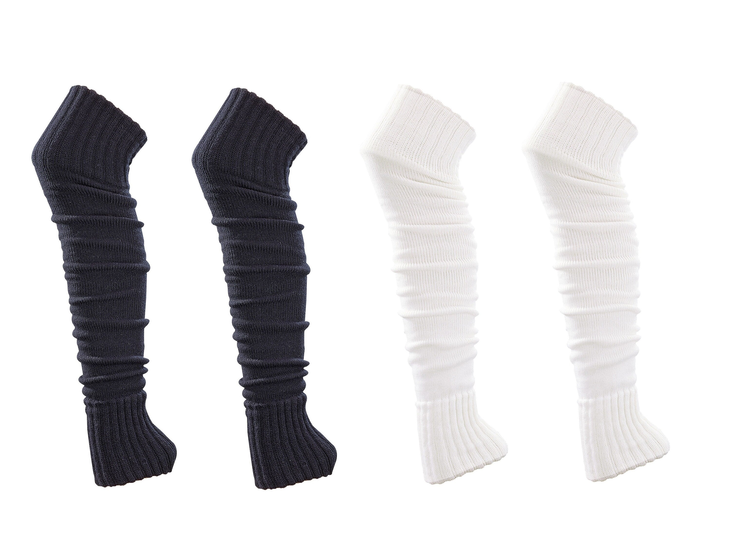 2 Pair Leg Warmers, Ladies Super soft Leg Warmer layer 1XBlack 1XWhite