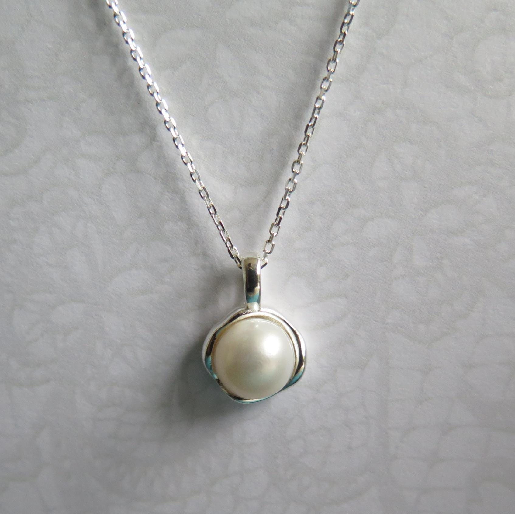 Freshwater Pearl Necklace 925 Sterling Silver - 18-20 Inch Adjustable Chain - Silver or 18K Gold Plated Option- Minimalist Boho Gift for Her