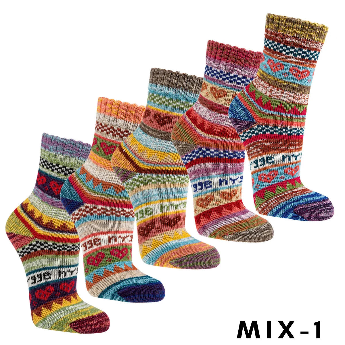 Norwegian Cotton Socks for Women 3 Pack, Thermal Knitted Crew, Soft Warm Hygge Socks, Christmas Winter Gift