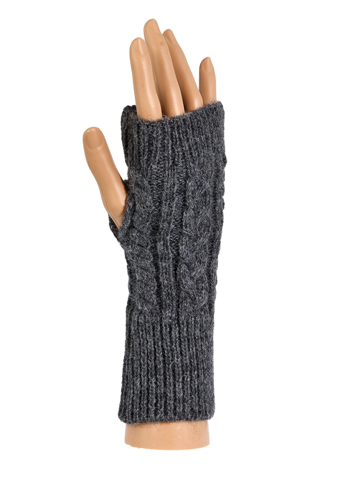 Alpaca Wool Fingerless Gloves | Women's Cable Knit Wrist Warmers | Cosy Winter Texting Mittens | Chilly Office Arm Cuffs - One Size