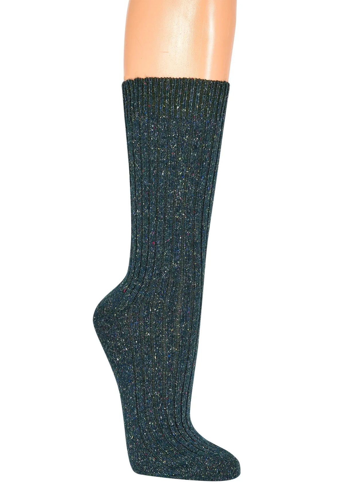 Wool Silk Ribbed Socks – Soft Winter Socks, Elegant Heathered Yarn - 2 Pairs