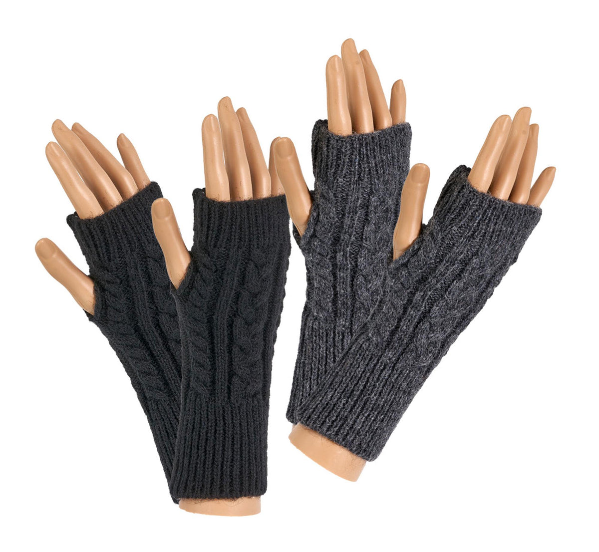 Alpaca Wool Fingerless Gloves | Women's Cable Knit Wrist Warmers | Cosy Winter Texting Mittens | Chilly Office Arm Cuffs - One Size
