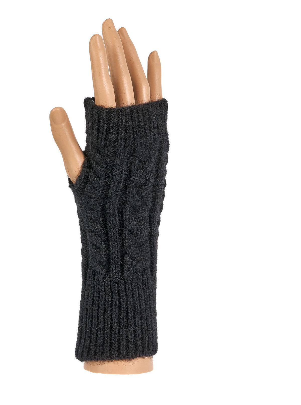 Alpaca Wool Fingerless Gloves | Women's Cable Knit Wrist Warmers | Cosy Winter Texting Mittens | Chilly Office Arm Cuffs - One Size
