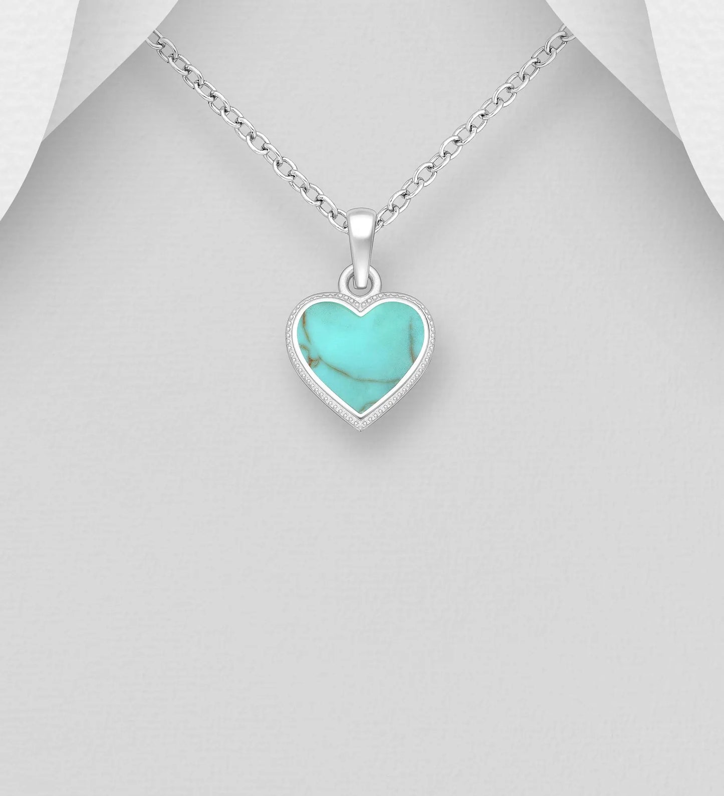 Heart Pendant with 18 - 20 Inch Chain – Hand-poured resin enamel, 925 Silver Necklace