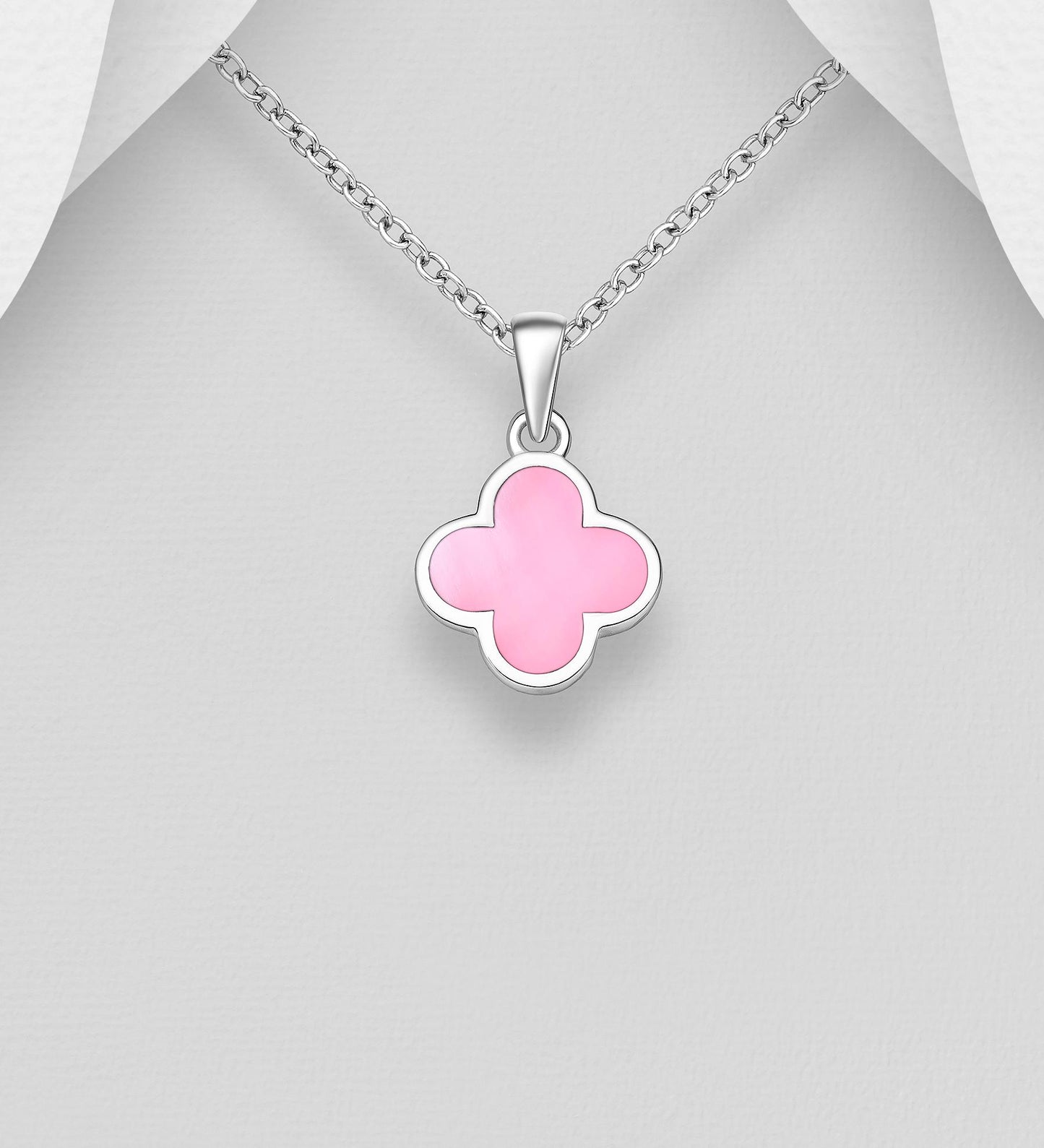 4 Leaf Lucky Clover Pendant with 18 Inch Chain –  Hand-poured resin enamel, 925 Silver Necklace, Charm Minimalist, Bracelet 6.5-7.5 Inch
