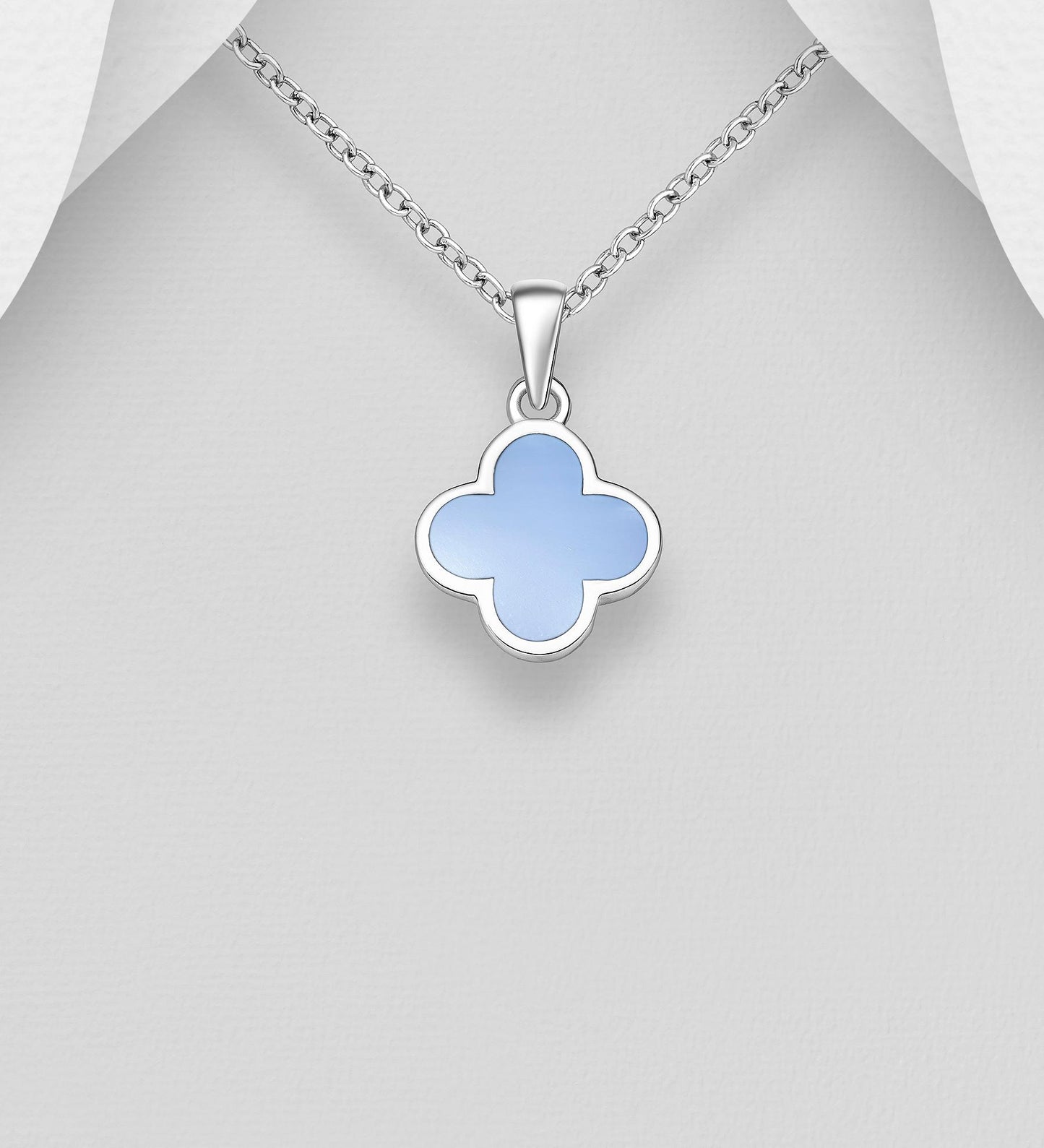 4 Leaf Lucky Clover Pendant with 18 Inch Chain –  Hand-poured resin enamel, 925 Silver Necklace, Charm Minimalist, Bracelet 6.5-7.5 Inch
