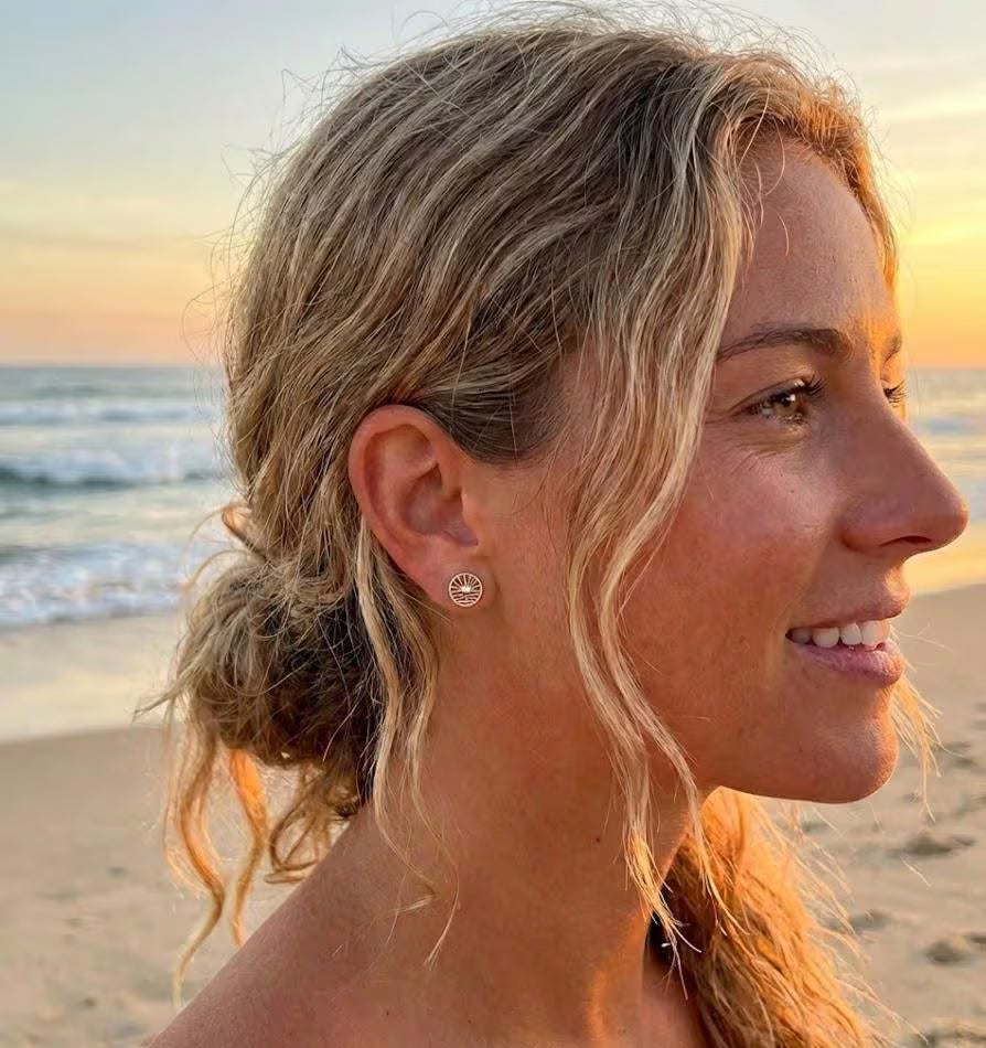 Sterling Silver Wave and Sun Pendant Necklace – 925 Silver 16" Chain – Boho Beach Jewelry, Nautical Gift, Handmade Dainty Silver Necklace