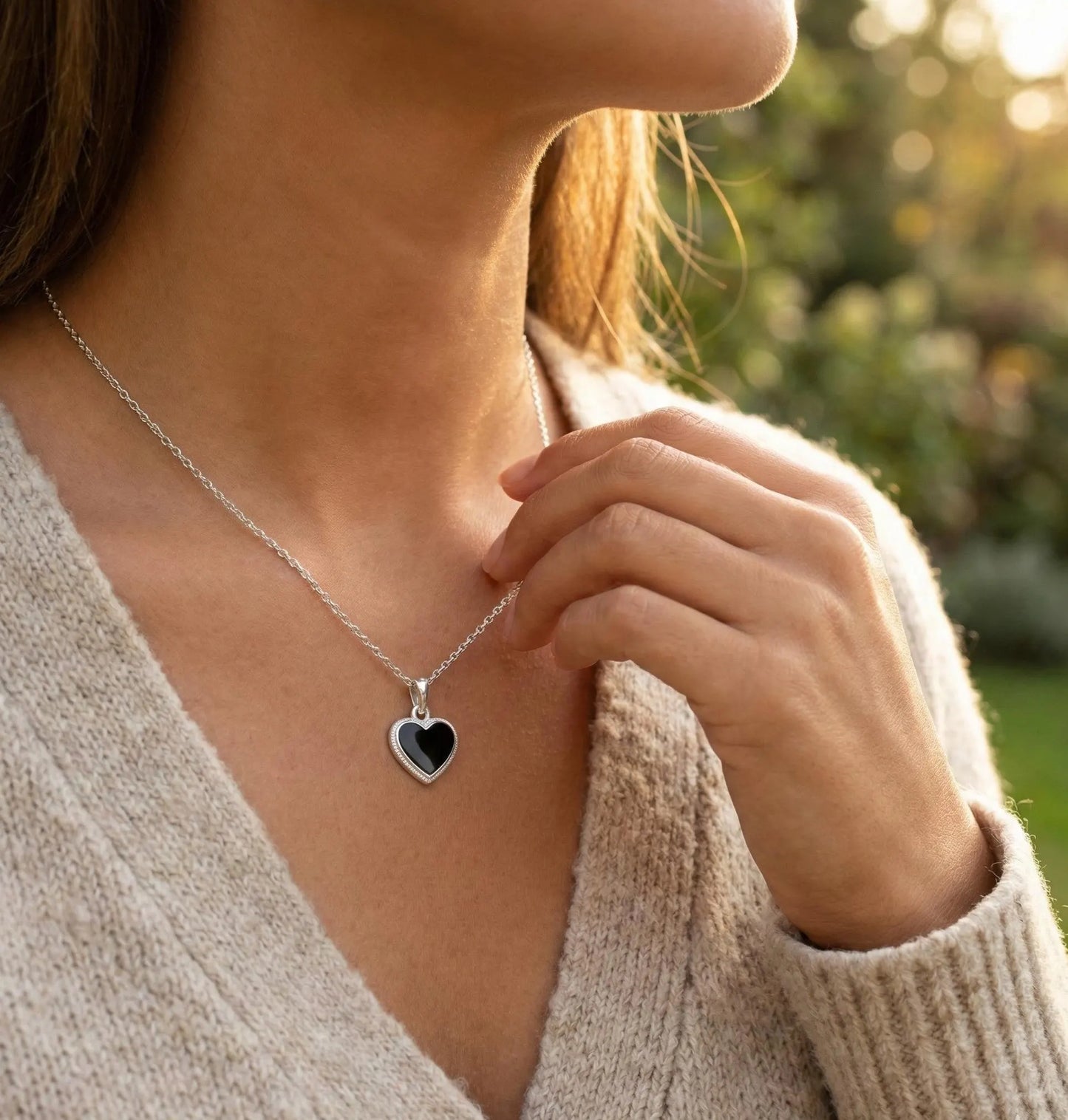 Heart Pendant with 18 - 20 Inch Chain – Hand-poured resin enamel, 925 Silver Necklace