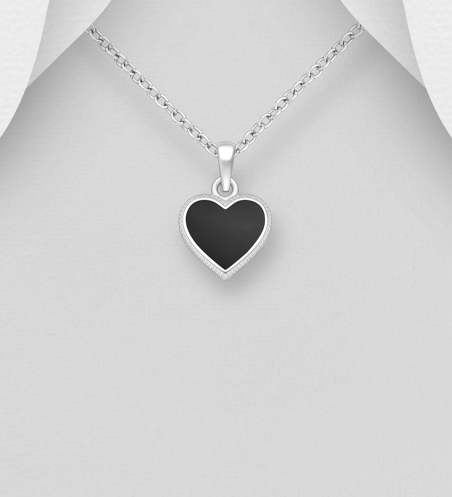 Heart Pendant with 18 - 20 Inch Chain – Hand-poured resin enamel, 925 Silver Necklace