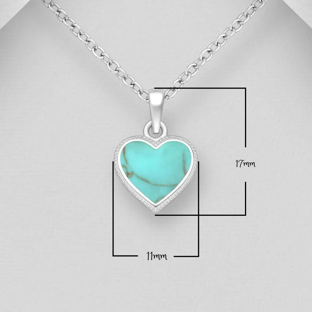 Heart Pendant with 18 - 20 Inch Chain – Hand-poured resin enamel, 925 Silver Necklace