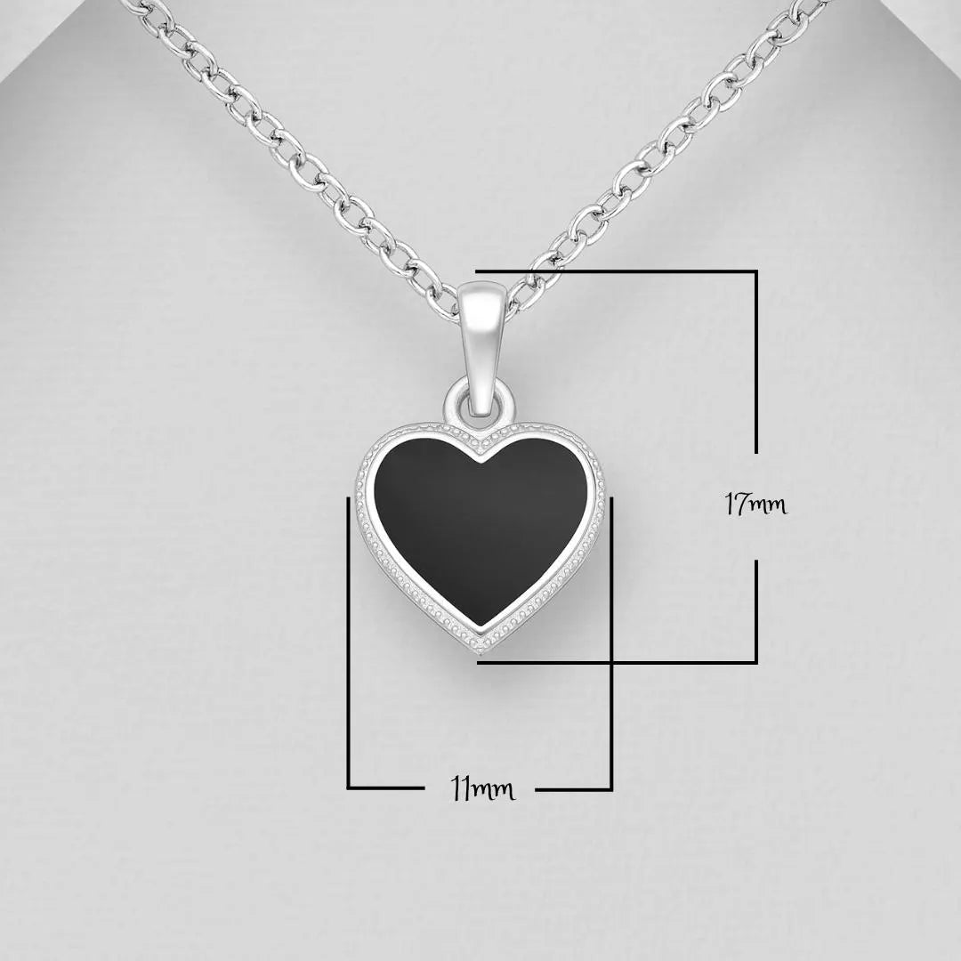 Heart Pendant with 18 - 20 Inch Chain – Hand-poured resin enamel, 925 Silver Necklace