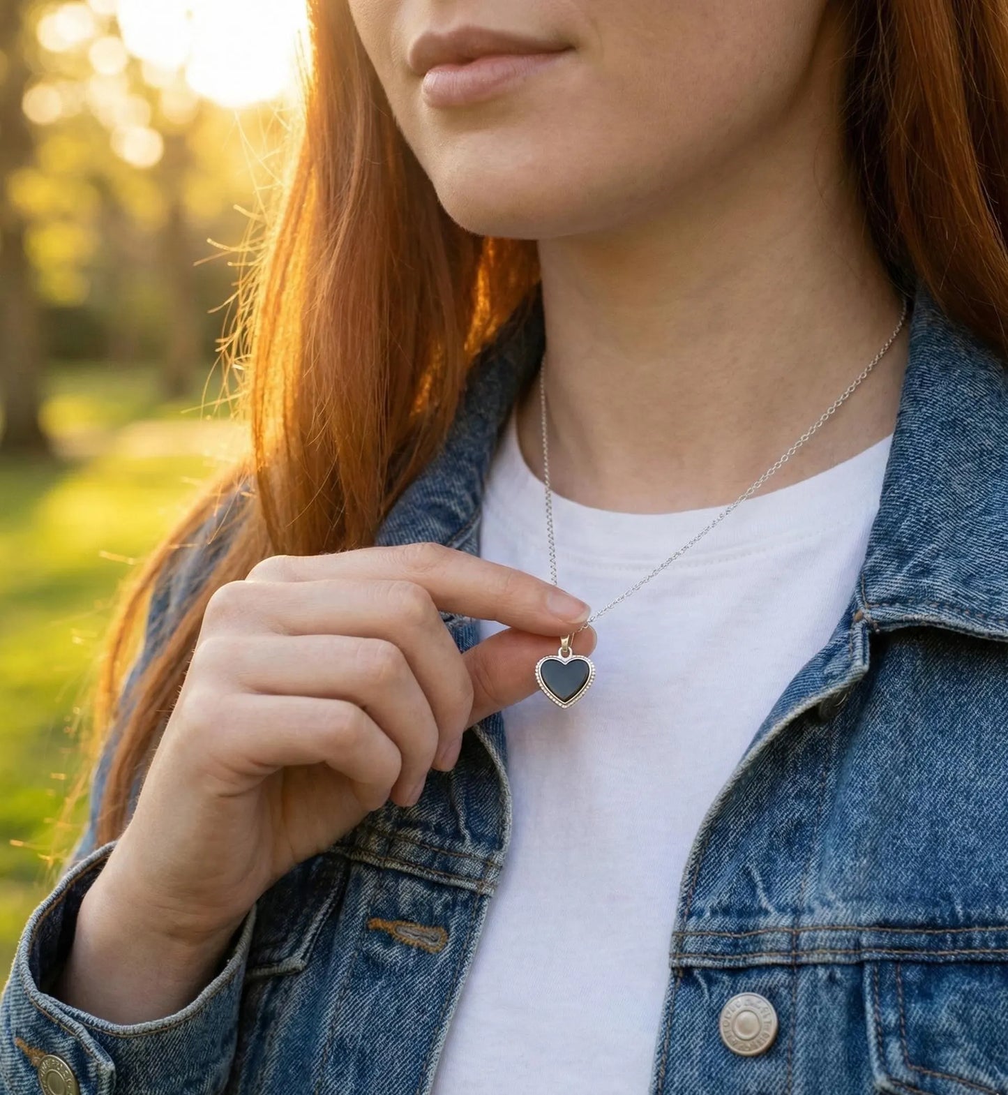 Heart Pendant with 18 - 20 Inch Chain – Hand-poured resin enamel, 925 Silver Necklace