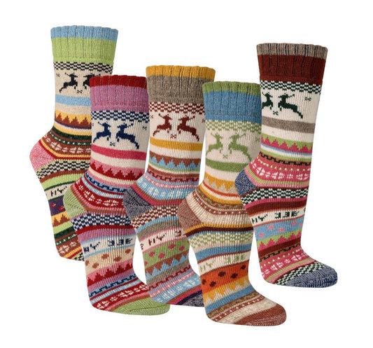Two Pairs of Norwegian Wool Socks for Men & Women, Nordic Hygge , Thermal Knitted Crew Soft Warm, Full Plush, perfect gift for cold weather